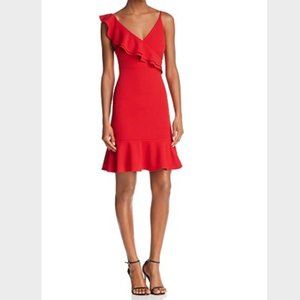Bloomingdales Aqua Ruffled V-Back Red Dress (NWOT)